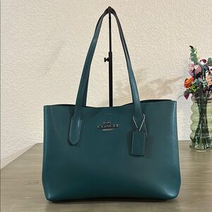 Coach f48734 Avenue Green Leather Carryall Satchel Tote Shoulder Handbag